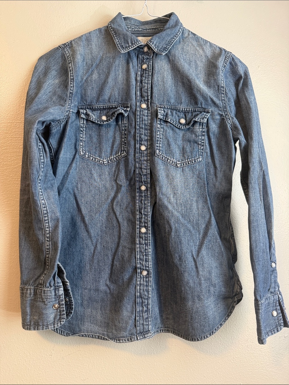 J. Crew Washed Denim Snap-Front Shirt - Blue